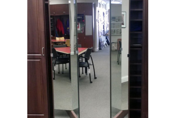 angled mirror doors